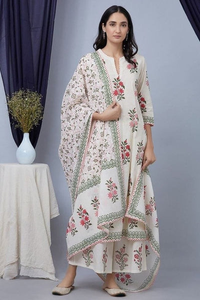 Stylish Floral Printed Long Flared Suit With Palazzo For Casual Wear