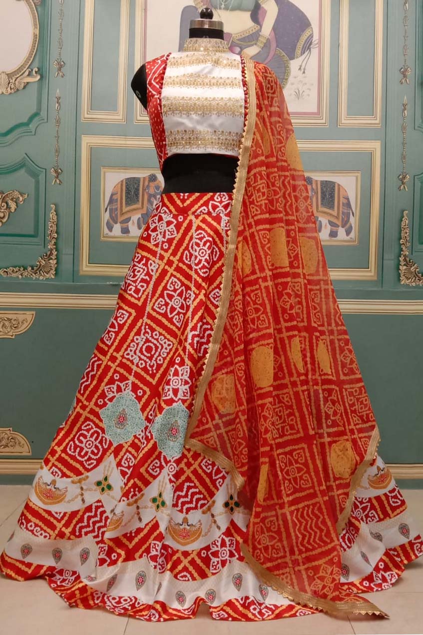 Bandhani Collection Designer Jaipuri Pure Ojariya Lehenga with Multico –  Priyaz Gallery