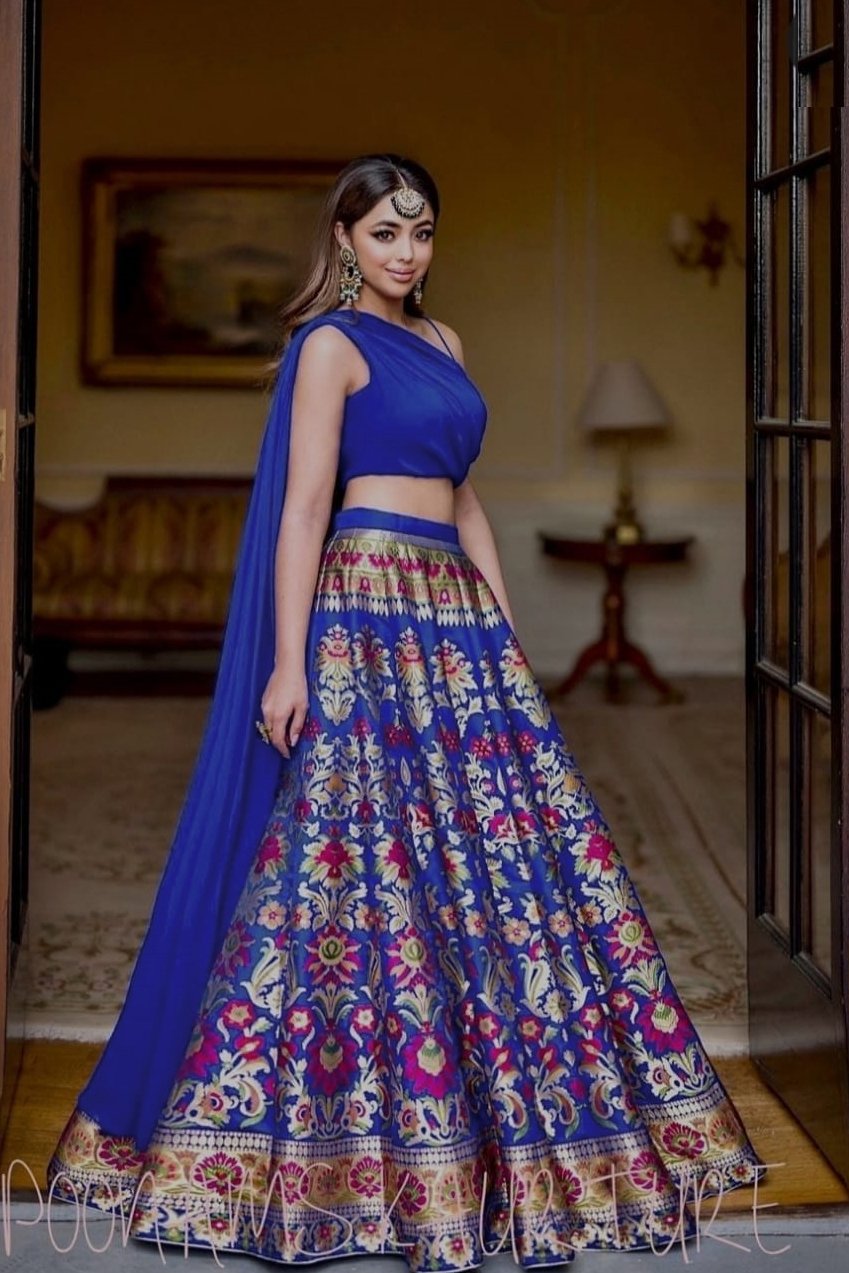 Green Wedding Wear Heavy Designer Lehenga And Crop Top With Attached Dupatta,  Adult