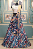 Beautiful Printed Silk Lehenga Choli & Dupatta With Embroidery & Thread Work