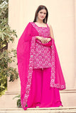 Pink Semi Stitched Top & Palazzo Party Wear