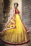 Sequence & Zari Worked Lehenga With Floral Design Choli And Dupatta For Party Wear