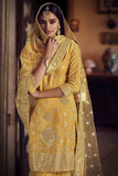 Dazzling Yellow Foil Mirror Work Kurti & Sharara For Party Wear