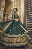 Green Designer Zari And Sequence Work Lehenga Choli For Wedding Wear