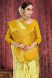 Beige Color With Yellow Border Raw Silk Saree