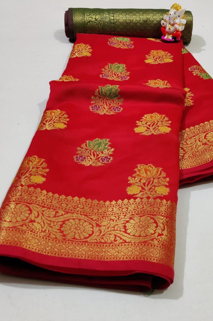 Beautiful Pure Soft Banarasi Silk With Heavy Woven Design Saree