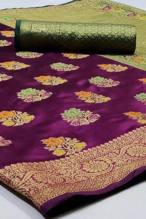 Beautiful Pure Soft Banarasi Silk With Heavy Woven Design Saree