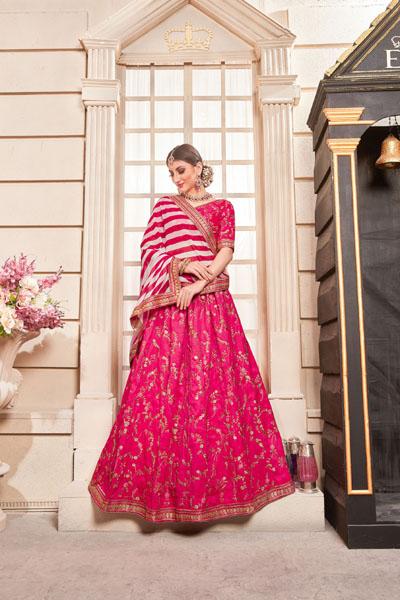 Stunning Pink Color Lehenga Choli With Dupatta Having Embroidery Work