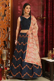 Navy Blue Silk Embroidery Work Lehenga Choli For Party Wear