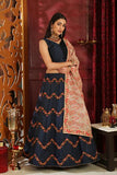 Navy Blue Silk Embroidery Work Lehenga Choli For Party Wear