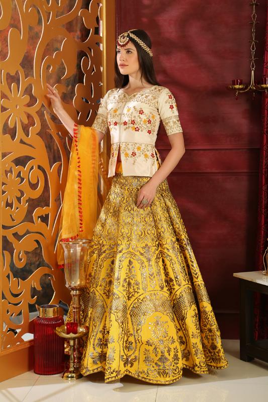 Yellow Resham Work Lehenga - Priti Sahni