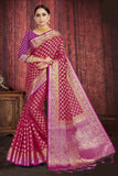 All Over Zari Woven Work Party Wear Raw Silk Saree