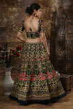Bridal Wear Green Heavy Thread, Zari & Sequence Work Lehenga Choli