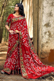 Red Beautiful Bandhai Silk Saree