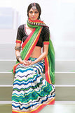 Attractive Looked Party Wear Linen Saree With Red Border