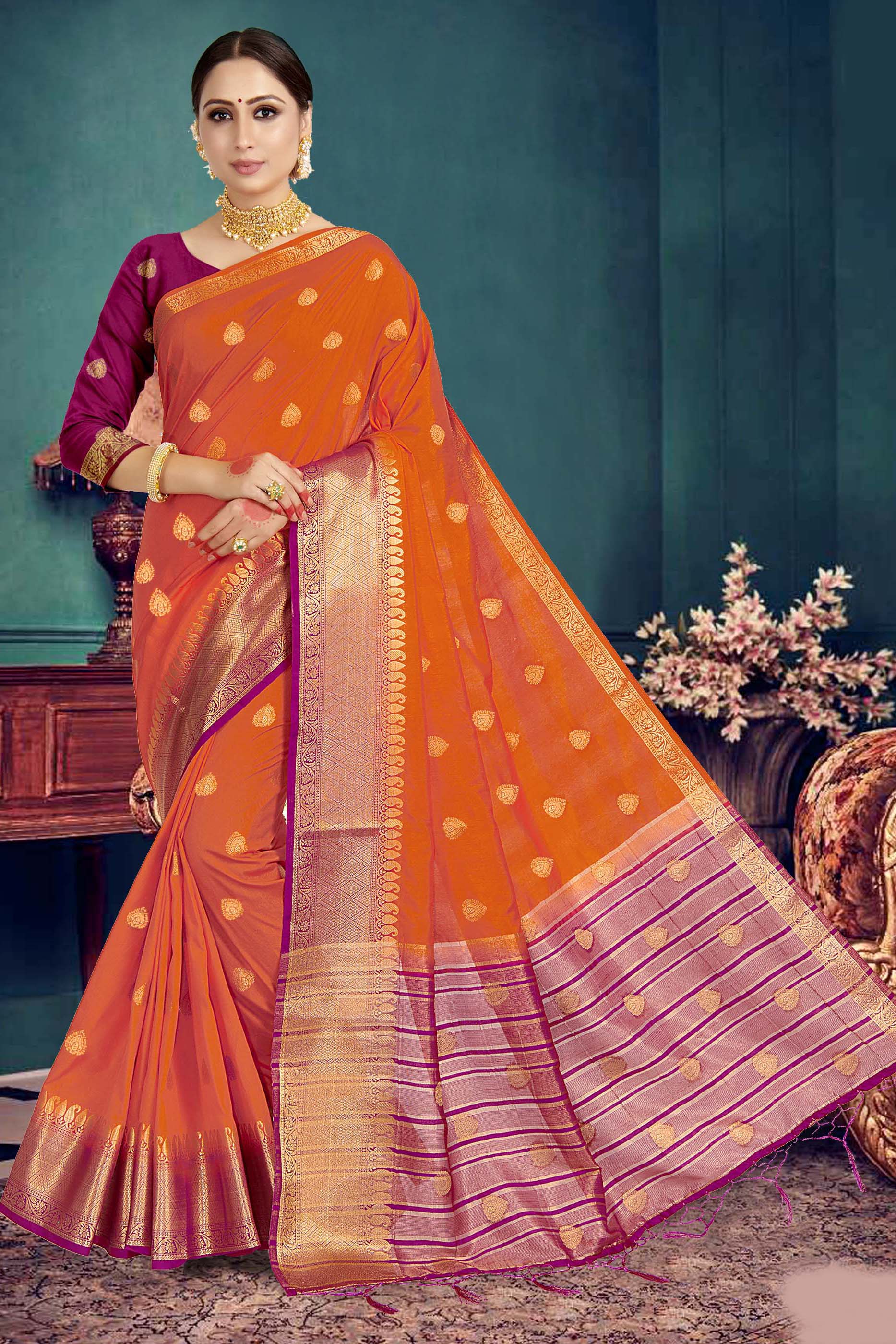 Buy Patola Silk Weaving Orange Saree : 239698 -