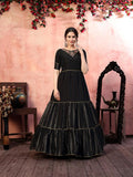 Party Wear Silk Long Gown With Thread And Sequince Embroidery Work