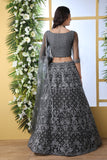 Grey Net Thread Embroidered Lehenga Choli