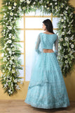 Sky Blue Net Thread Embroidered Lehenga Choli