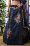 Beautiful Navy Blue Floral Thread & Sequence Embroidery Lehenga Choli