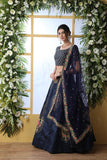 Beautiful Navy Blue Floral Thread & Sequence Embroidery Lehenga Choli