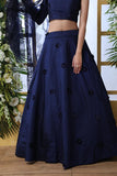 Wedding Wear Dark Blue Designer With Pearl Stone Work Lehenga Choli