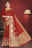 Beautiful Red Colored Art Silk Woven Saree