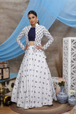 White Pure Cotton Lehenga Choli With Koti