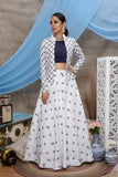 White Pure Cotton Lehenga Choli With Koti