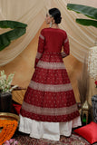 White & Maroon Chinon A Line Lehenga Choli