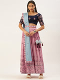 Georgette Paper Mirror and Thread Embroidery Work Lahenga Choli