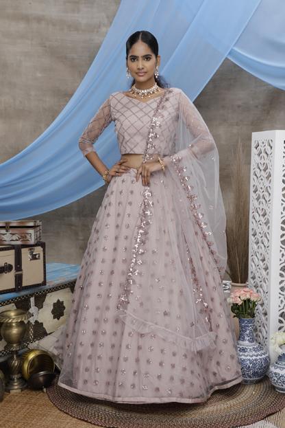 Grey Color Georgette Fabric Gota Work Lehenga Choli