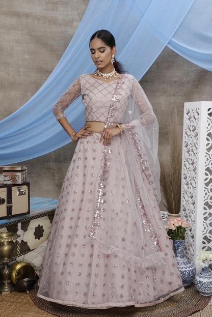 Sonorous Net Purple Thread Designer Lehenga Choli