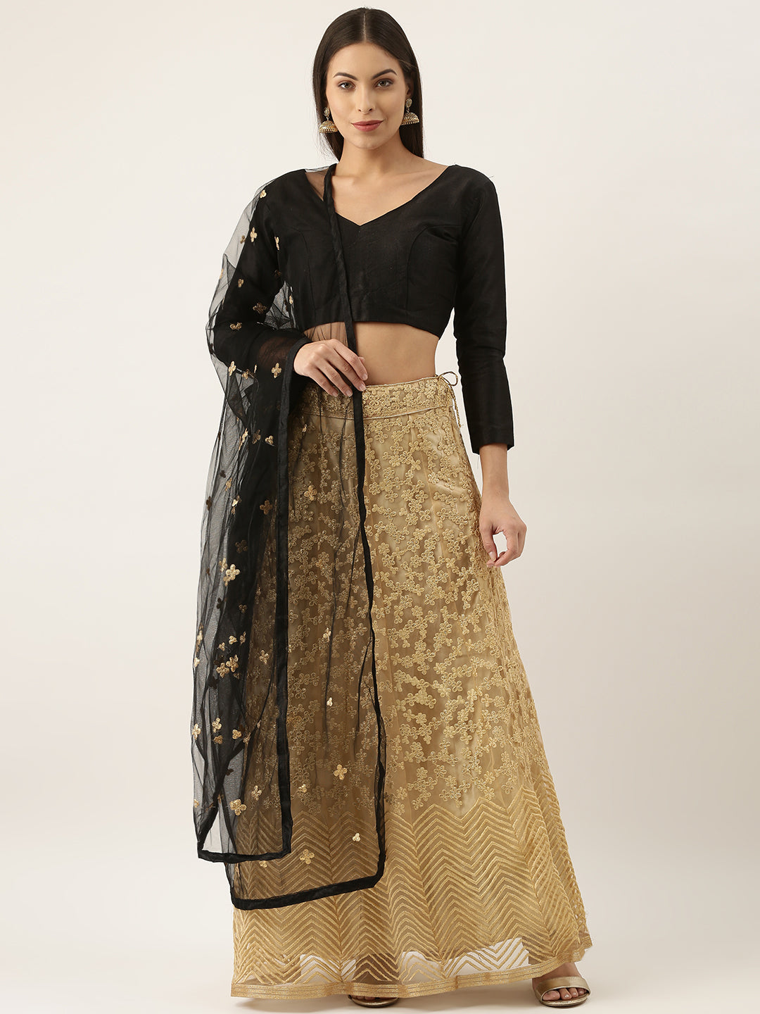 Black And Gold Embroidered Lehenga Set | Arpita Mehta – KYNAH