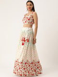 white hues embellished in sequins and thread floral work Lahenga Choli