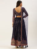 lehenga in georgette material embellished with  sequins and thread embroidery work