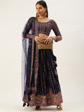 lehenga in georgette material embellished with  sequins and thread embroidery work