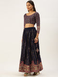 lehenga in georgette material embellished with  sequins and thread embroidery work