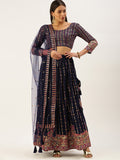 lehenga in georgette material embellished with  sequins and thread embroidery work