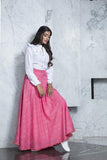 Casual Wear Crop Top & Skirt With Flroral Printed Work