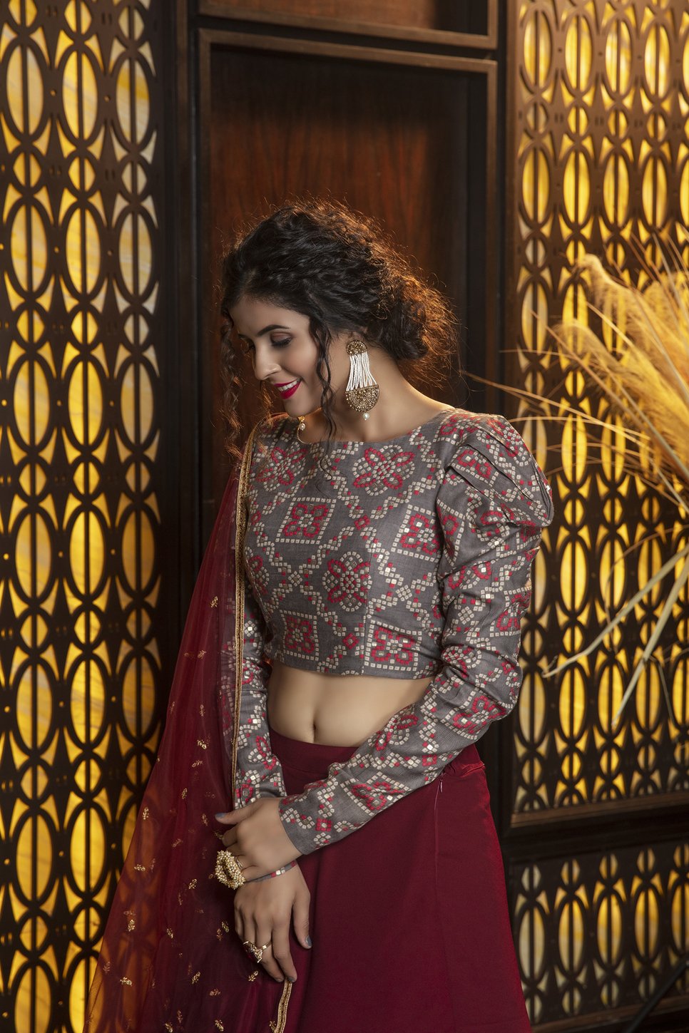 Georgette Lehenga Choli in Maroon With Sequence Embroidery