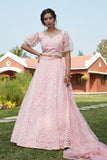 Peach Georgette Designer Wedding Lehenga Choli