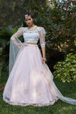 Pink Designer Printed Net Lehenga Choli