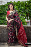 Bandhani Silk Saree With Jacquard Border