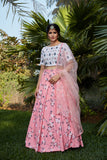 Pink Floral Printed Lehenga With Choli With Embroidery Work