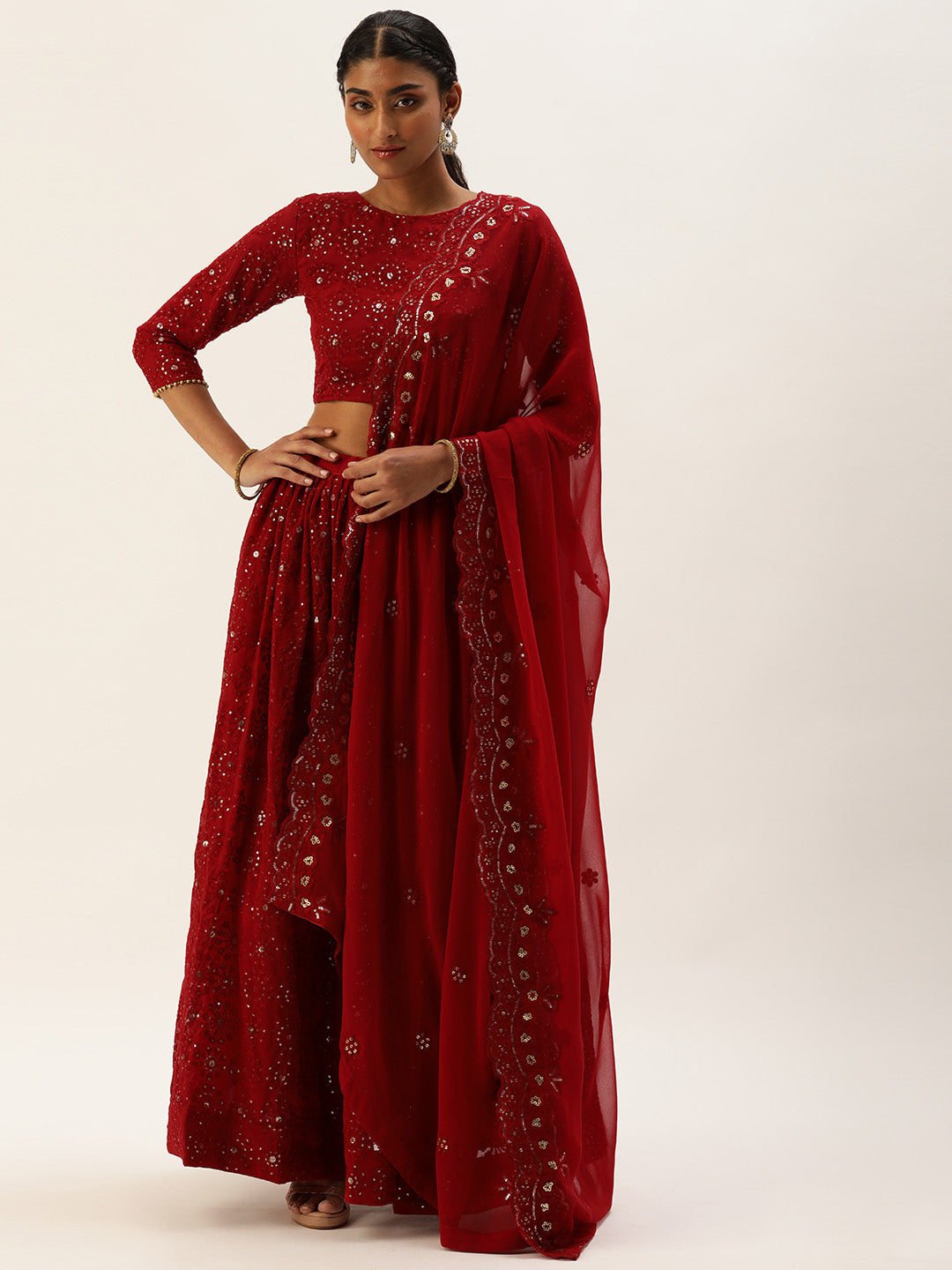 Latest Pakistani Bridal Wear Red Pishwas n Lehenga