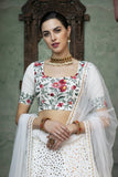White Lehenga With Floral Design Choli Having Designer Dupatta