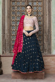 Stylish Georgette Embroidery Lehenga Choli For Wedding Wear With lace Border Work