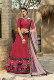 Red Silk Fabric Designer Lehenga Choli