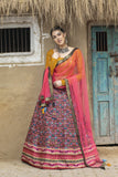 Authentic Printed  Art Silk Lehenga choli With lace On border For Wedding Wear